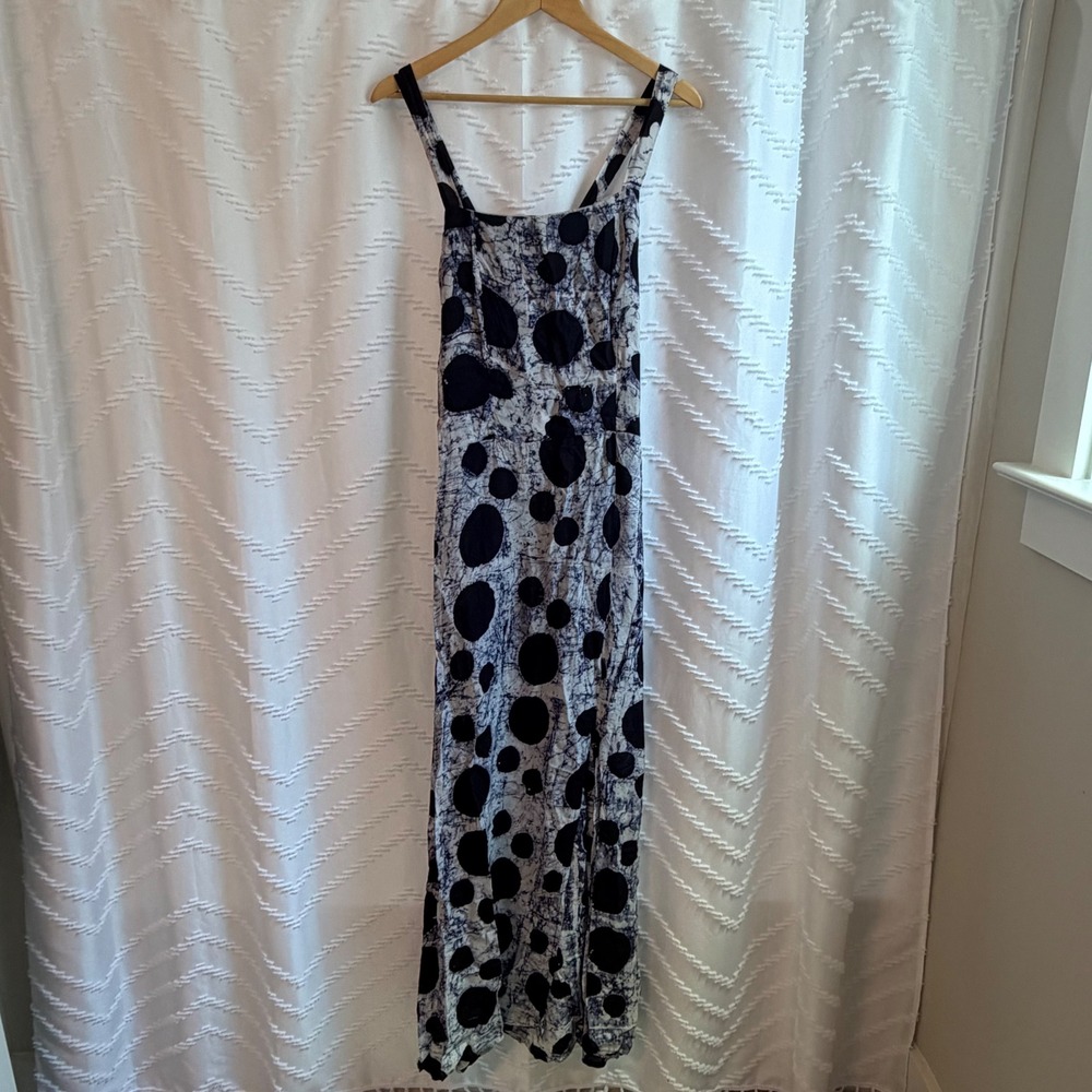 Busayo Black White Polka Dot Batik Maxi Dress XXL Viscose Sleeveless MSRP $525